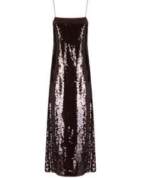 Alberta Ferretti - Sequin-Embellished Maxi Dress With Spaghetti Straps - Lyst