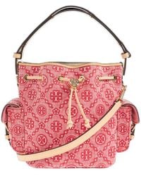 Tory Burch - T Monogram Denim Bucket Bag - Lyst