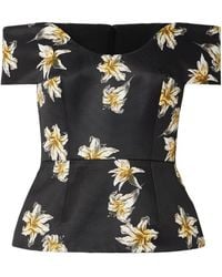 Emilia Wickstead - Off The Shoulder Floral-Print Faille Bustier Top - Lyst