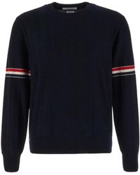 Thom Browne - Rwb-Stripe Long-Sleeved Crewneck Jumper - Lyst