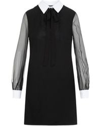 Valentino - Neck Tie Long-Sleeved Mini Dress - Lyst