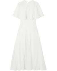 Lanvin - Cape-Effect Open-Knit And Jersey Midi Dress - Lyst