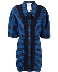 Stella McCartney - Ruched Check Shirt-Dress - Lyst