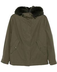 Yves Salomon - Short Cotton Parka With Fox And Rabbit Fur - Lyst
