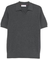 Brunello Cucinelli - V-Neck Knitted T-Shirt - Lyst