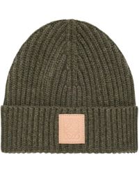 Loewe - Logo Patch Knitted Beanie - Lyst
