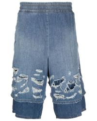 DIESEL - Distressed-Effect Denim Shorts - Lyst