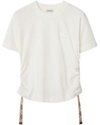 Burberry - T-Shirt With Check Finishes - Lyst