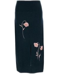 Erdem - Flower-Embroidered Skirt - Lyst