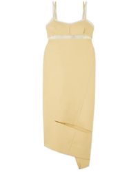 Sacai - Asymmetric Paneled Wool-Crepe And Chiffon Midi Dress - Lyst