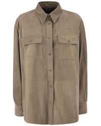 Brunello Cucinelli - Patch Pocket Suede Overshirt - Lyst