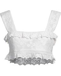 Isabel Marant - Solid Color Lace Sleeveless Crop Top - Lyst