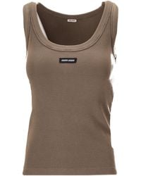 Miu Miu - Logo Patch Ribbed-Knit Tank Top - Lyst