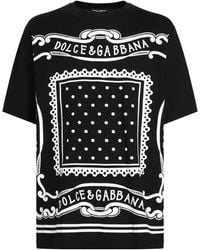 Dolce & Gabbana - Crewneck T-Shirt With Bandana Print All-Over - Lyst