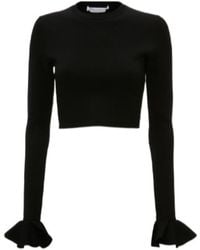 JW Anderson - Jw Anderson Ruffle Detailed Ribbed Cropped Top - Lyst
