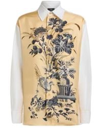 Etro - Cotton And Silk Shirt With Placed Floral Print On The Front - Lyst