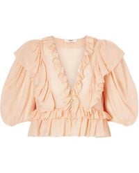 Chloé - Chloé Ruffled V-Neck Blouse - Lyst