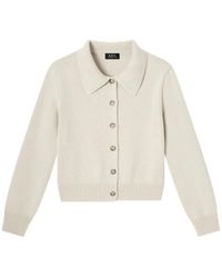 A.P.C. - Wool Collared Cardigan - Lyst
