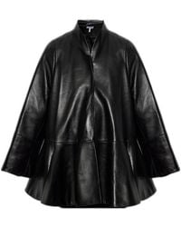 Loewe - Peplum Leather Coat - Lyst