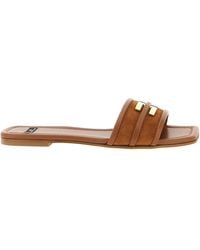 Elisabetta Franchi - Logo Plaque Slip-On Slides - Lyst