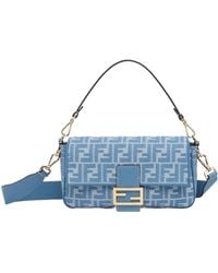 Fendi - Baguette Ff Jacquard Denim Shoulder Bag - Lyst