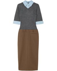 STAUD - Geo Layered Woven Midi Dress - Lyst