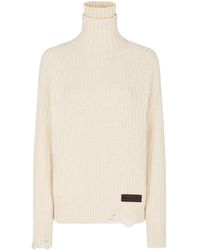 DSquared² - Distressed Roll-Neck Jumper - Lyst