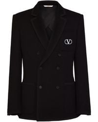 Valentino - Double-Breasted Long-Sleeved Blazer - Lyst