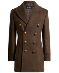 Etro - Long Double-Breasted Wool-Blend Cloth Jacket - Lyst