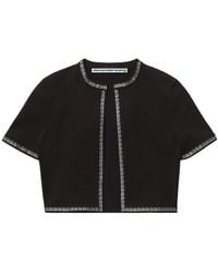 Alexander Wang - Logo-Trim Cropped Cardigan - Lyst