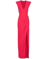 Balmain - Embellished Detail Long Crepe Dress - Lyst