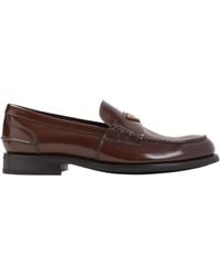 Prada - Triangle-Logo Slip-On Loafers - Lyst
