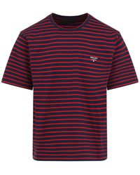 Prada - Logo Embroidered Short Sleeved T-Shirt - Lyst