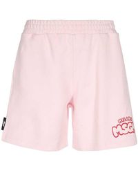 MSGM - Logo Embroidered Track Shorts - Lyst