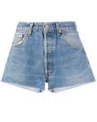 RE/DONE - High-Waisted Frayed Hem Shorts - Lyst