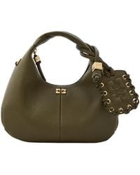 Ganni - Hobo Mini Grained Leather Top Handle Bag - Lyst