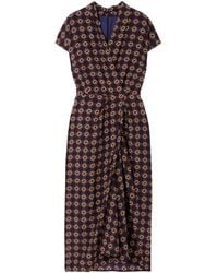 Dries Van Noten - Wrap-Effect Printed Silk-Crepe Midi Dress - Lyst