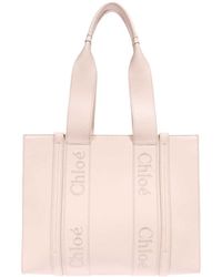 Chloé - Chloé Woody Logo Embroidered Medium Tote Bag - Lyst