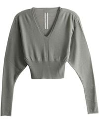 Rick Owens - V-Neck Ribbed-Knit Sweater - Lyst