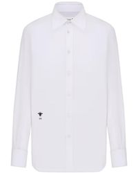 Dior - Christian Logo Embroidered Button-Up Blouse - Lyst