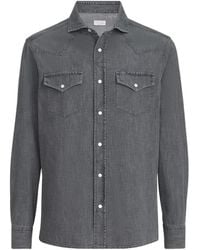 Brunello Cucinelli - Lightweight Denim Western Shirt - Lyst