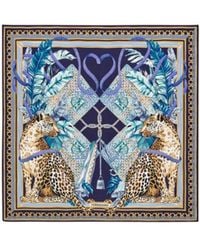 Ferragamo - Poised Leopards Print Silk Scarf - Lyst