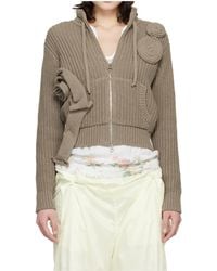 OPEN YY - Appliqué Knitted Zip-Up Sweater - Lyst