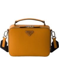 Prada - Brique Medium Saffiano Leather Bag - Lyst