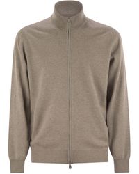 Brunello Cucinelli - High-Necked Cashmere Cardigan With Zip - Lyst