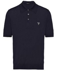 Prada Triangle Logo Polo Shirt in Red for Men | Lyst UK