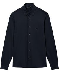 Emporio Armani - Logo Embroidered Button-Up Shirt - Lyst