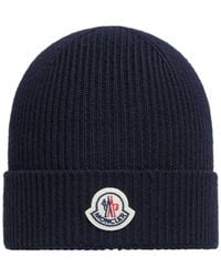 Moncler - Logo Patch Knitted Beanie - Lyst
