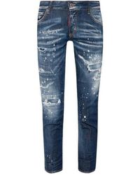 DSquared² - Distressed Paint Splatter Cropped Jeans - Lyst