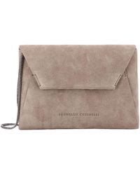 Brunello Cucinelli - Logo Debossed Envelope Shoulder Bag - Lyst